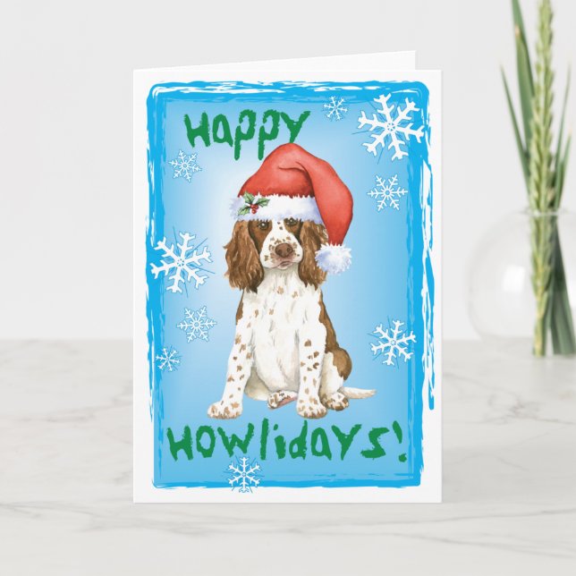 Tarjeta Festiva Feliz Howliday English Springer Spaniel (Anverso)