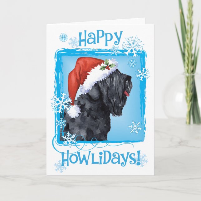 Tarjeta Festiva Feliz Howliday Terrier Ruso Negro (Anverso)