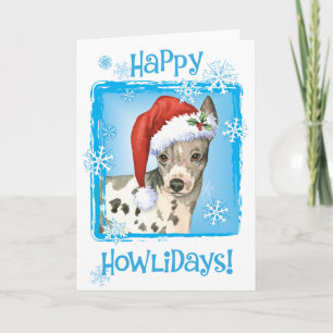 Tarjeta Festiva Feliz Howlidays American Hairless Terrier