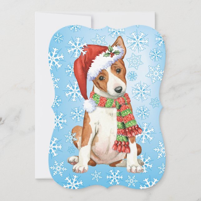 Tarjeta Festiva Feliz Howlidays Basenji (Anverso)