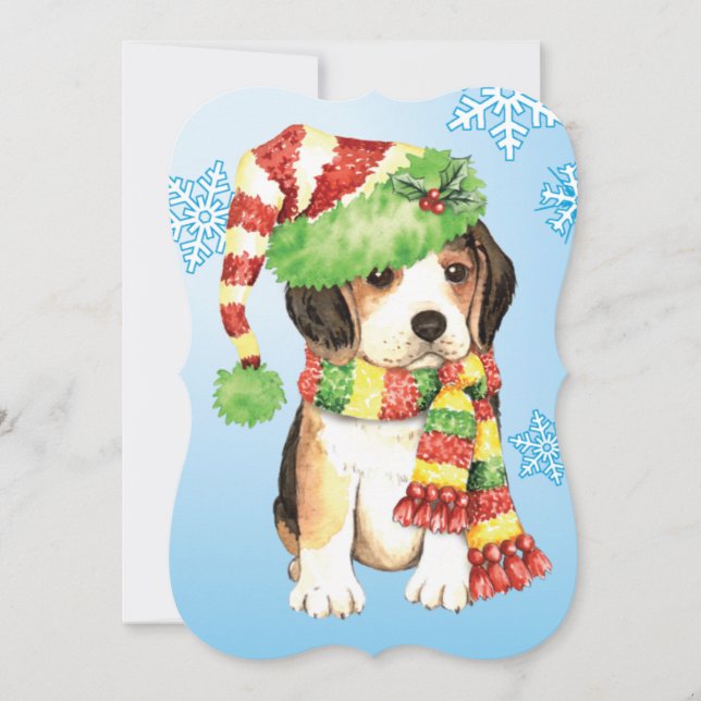 Tarjeta Festiva Feliz Howlidays Beagle (Anverso)