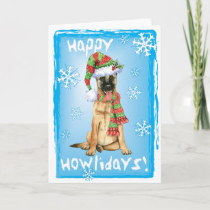 Tarjeta Festiva Feliz Howlidays Belga Malinois