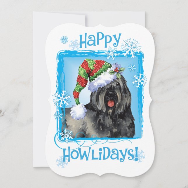 Tarjeta Festiva Feliz Howlidays Bouvier (Anverso)