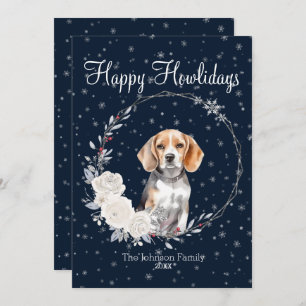 Tarjeta Festiva Feliz Howlidays Cute Beagle Dog