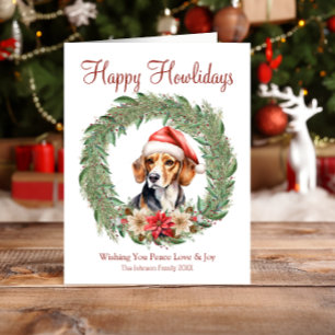 Tarjeta Festiva Feliz Howlidays Cute Beagle Dog