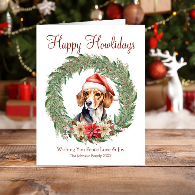 Tarjeta Festiva Feliz Howlidays Cute Beagle Dog (Subido por el creador)