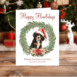 Tarjeta Festiva Feliz Howlidays Cute Bernese Mountain Dog