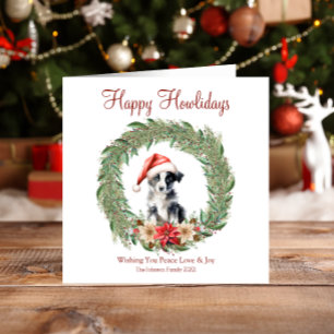 Tarjeta Festiva Feliz Howlidays Cute Border Collie Dog