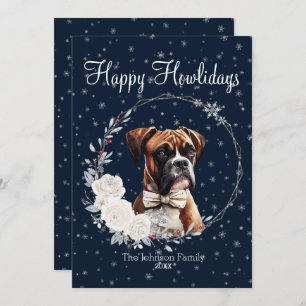 Tarjeta Festiva Feliz Howlidays Cute Boxer Dog
