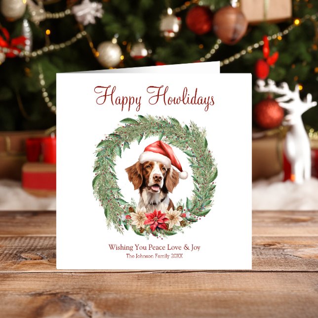 Tarjeta Festiva Feliz Howlidays Cute Brittany Spaniel Dog (Subido por el creador)