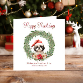 Tarjeta Festiva Feliz Howlidays Cute Lhasa Apso Dog
