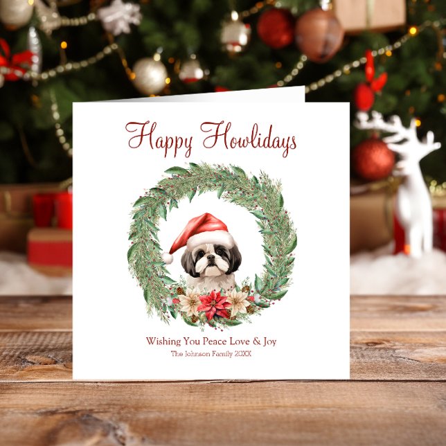 Tarjeta Festiva Feliz Howlidays Cute Lhasa Apso Dog (Subido por el creador)