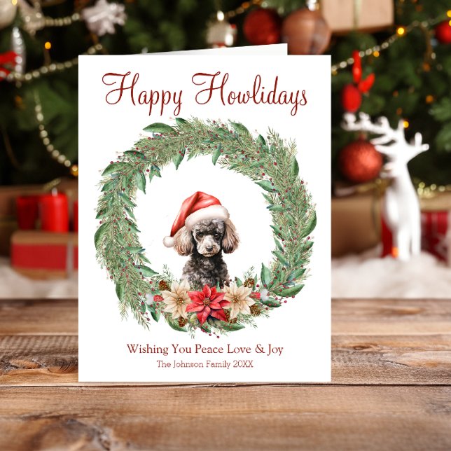 Tarjeta Festiva Feliz Howlidays Cute Poodle Dog (Subido por el creador)