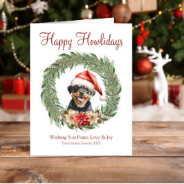 Tarjeta Festiva Feliz Howlidays Cute Rottweiler Dog