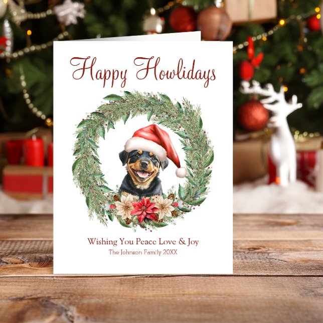 Tarjeta Festiva Feliz Howlidays Cute Rottweiler Dog (Subido por el creador)