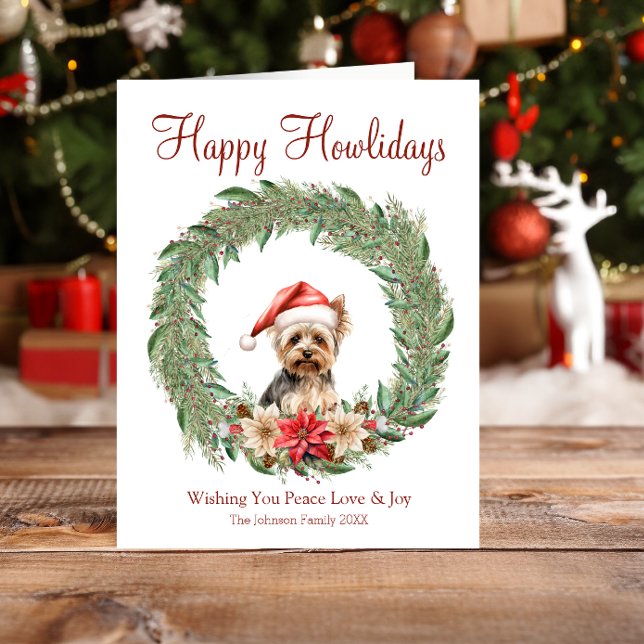 Tarjeta Festiva Feliz Howlidays Cute Yorkie Dog (Subido por el creador)