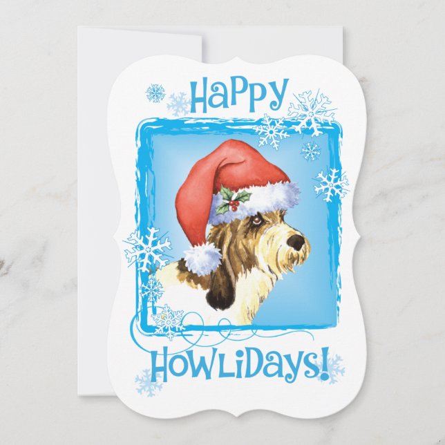 Tarjeta Festiva Feliz Howlidays PBGV (Anverso)