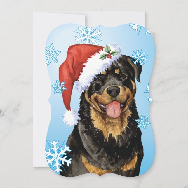 Tarjeta Festiva Feliz Howlidays Rottweiler (Anverso)