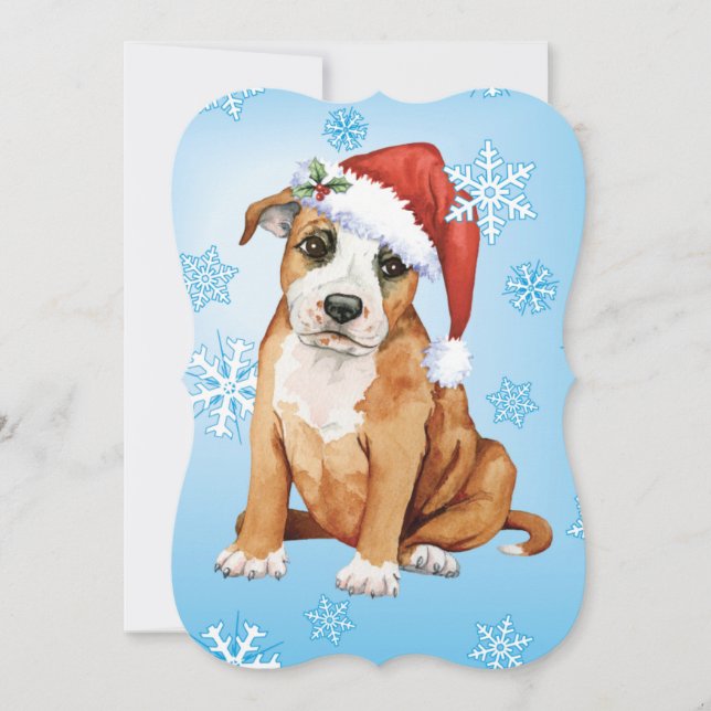 Tarjeta Festiva Feliz Howlidays Staffordshire Bull Terrier (Anverso)