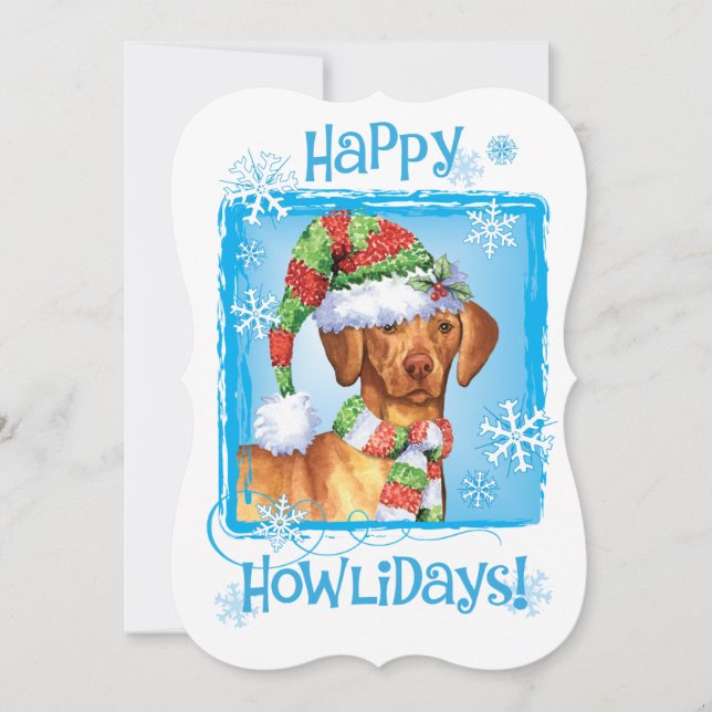 Tarjeta Festiva Feliz Howlidays Vizsla (Anverso)