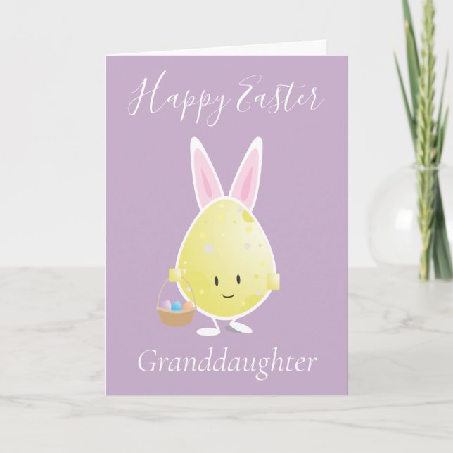 Tarjeta Festiva Feliz Huevo de Pascua Abuela Púrpura (Anverso)