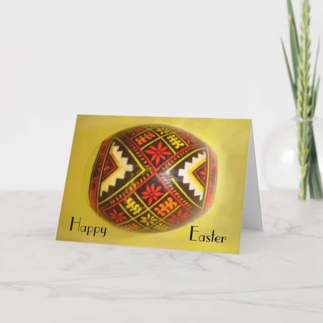 Tarjeta Festiva Feliz Huevo rumano Pintado A Mano De Pascua #6 (Anverso)