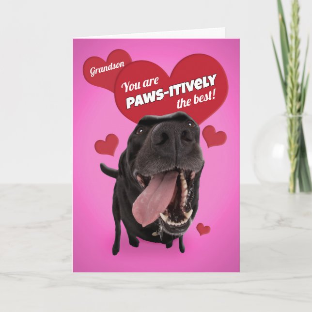 Tarjeta Festiva Feliz humor divertido de perro en San Valentín (Anverso)