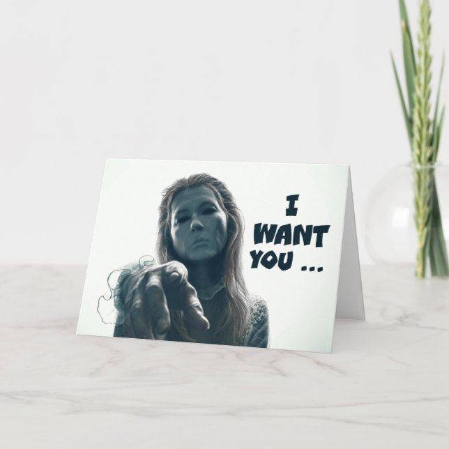 Tarjeta Festiva Feliz Humor Fantasma De Mujer De Halloween (Anverso)