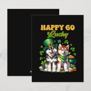 Tarjeta Festiva Feliz Husky Lindo Día de San Patricio Afortunado