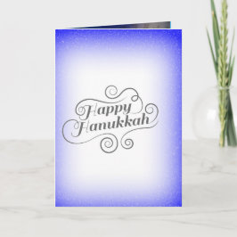 Tarjeta Festiva Feliz Janucá de fondo azul blanco de 2 tonos