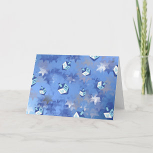 Tarjeta Festiva Feliz Janucá Estrella Fugaz y Dreidels