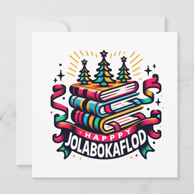 Tarjeta Festiva Feliz Jolabokaflod (Anverso)