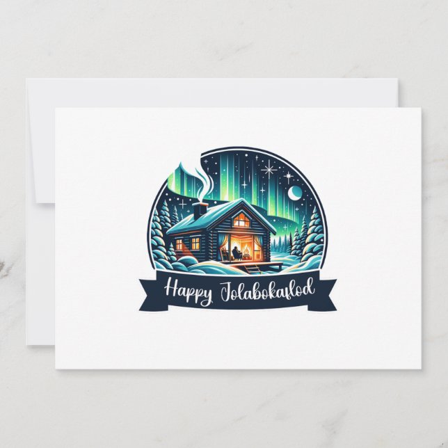 Tarjeta Festiva Feliz Jolabokaflod (Anverso)