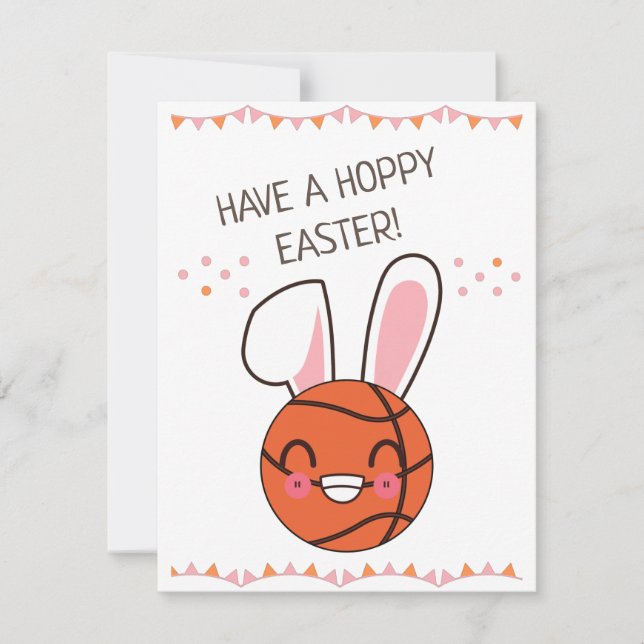 Tarjeta Festiva Feliz Kawaii Conejo de Baloncesto Conejo Bunny Fel (Anverso)