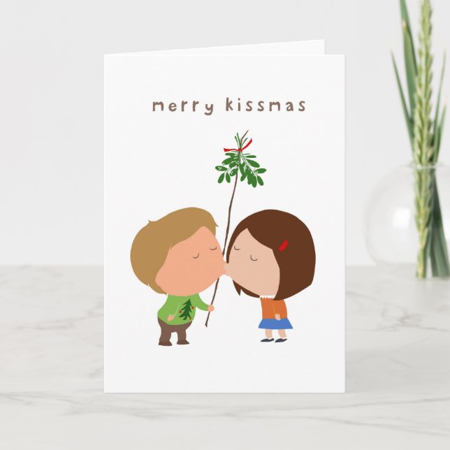 Tarjeta Festiva Feliz Kissmas (Anverso)