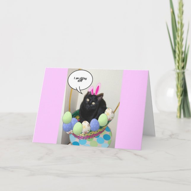 Tarjeta Festiva Feliz Kitty de Pascua (Anverso)
