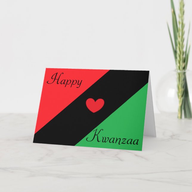 Tarjeta Festiva Feliz Kwanzaa con corazón (Anverso)