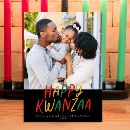 Tarjeta Festiva Feliz Kwanzaa Foto de tipo uno con letras modernas