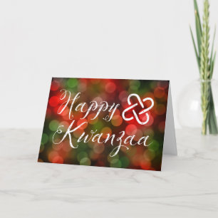 Tarjeta Festiva Feliz Kwanzaa Luces de Bokeh Umoja