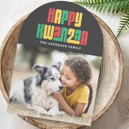 Tarjeta Festiva Feliz Kwanzaa rojo verde amarillo foto