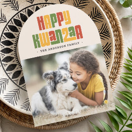 Tarjeta Festiva Feliz Kwanzaa rojo verde amarillo foto