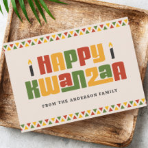 Feliz Kwanzaa vela negra borde rojo verde amarillo