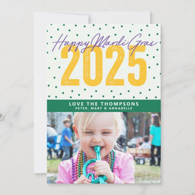 Tarjeta Festiva Feliz Mardi Gras 2025 (Anverso)