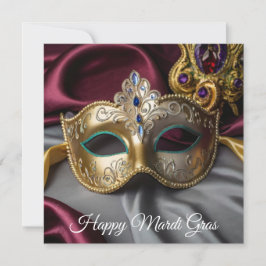Tarjeta Festiva Feliz Mardi Gras Gold Venetis