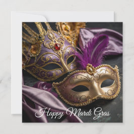 Tarjeta Festiva Feliz Mardi Gras Veneciana