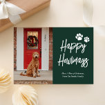Tarjeta Festiva Feliz Mascota de caligrafía verde de Howlidays<br><div class="desc">Feliz tarjeta de vacaciones del Mascota de caligrafía de oro verde Howlidays Green Gold. Envíe personalizable y saludos personalizados de vacaciones a amigos, colegas y familia en festividades de diseño fotográfico simple, moda, elegante y moderno, tarjetas de estilo minimalista natural! Debajo de la caligrafía se muestra el mensaje de bienvenida...</div>
