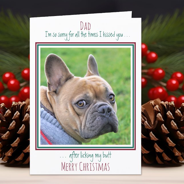 Tarjeta Festiva Feliz Mascota navideño Foto Divertido perro papá (Subido por el creador)