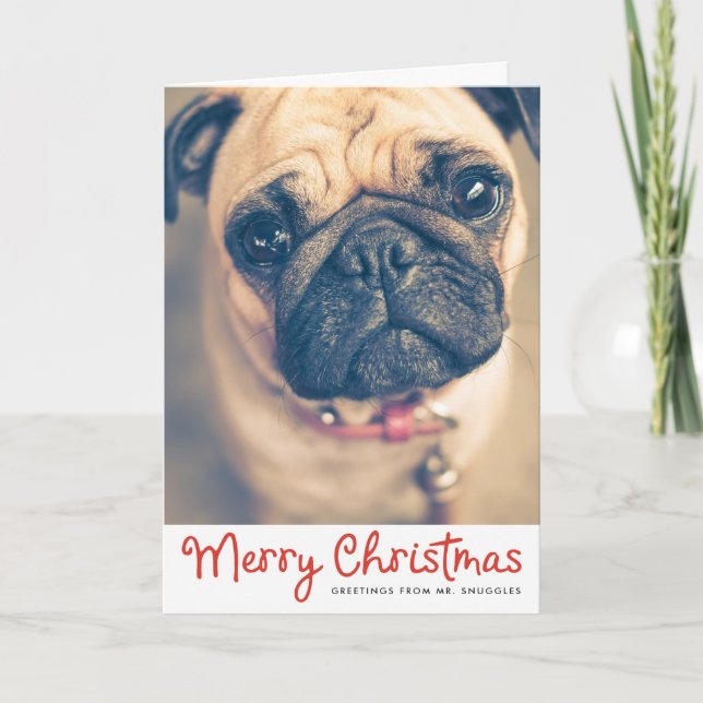 Tarjeta Festiva Feliz Mascota Perro de Navidad| Fotomontaje (Anverso)