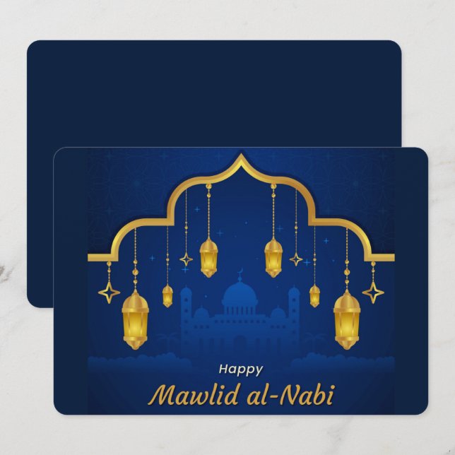 Tarjeta Festiva Feliz Mawlid al-Nabi (Anverso / Reverso)