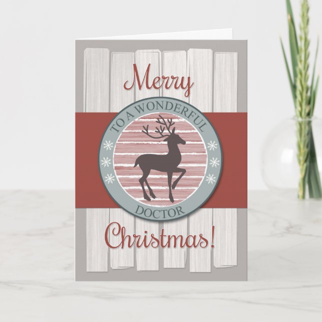Tarjeta Festiva Feliz Médico navideño con renos rusos (Anverso)